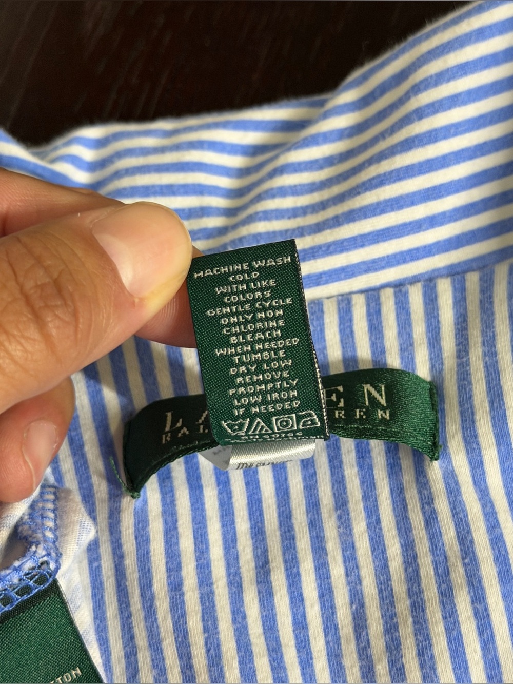 Lauren Ralph Lauren MEDIUM Blue White Stripe 100% Cotton Stretch Knit Pajama Set - Picture 9 of 10